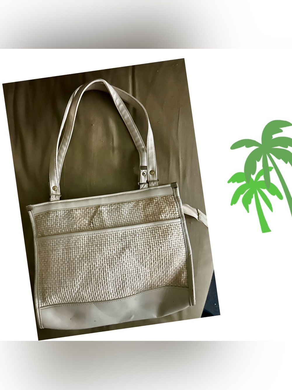 Vintage Neutral Woven Tote Bag - Versatile Everyday Shoulder Bag